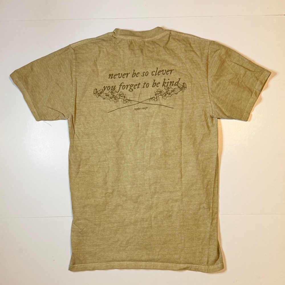 Taylor Swift Evermore Marjorie Lyrics T-Shirt Tan Mineral Wash Floral Size M - Picture 4 of 8